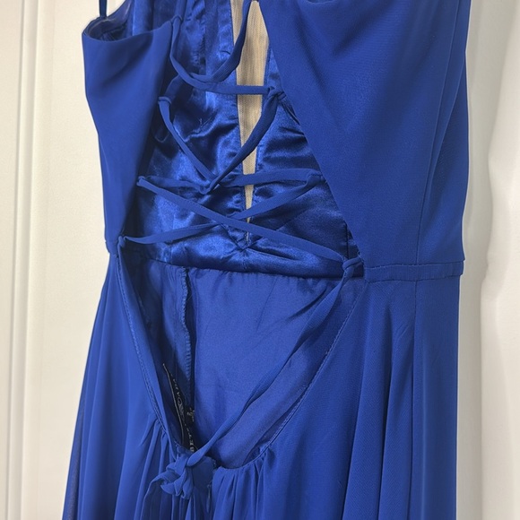 Betsey & Adam Dress Lace Up Back Plunging Front EUC Size 2 Royal Blue Women’s - Picture 8 of 15